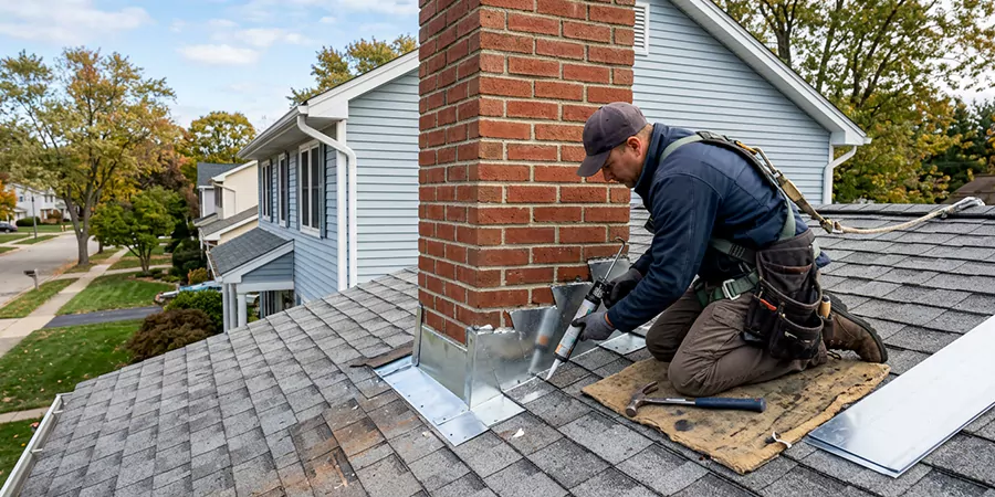 Roof and Chimney Flashing Leak Repair Kyle