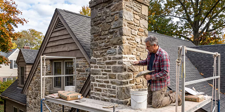 Tuckpointing Stone Chimney Kyle