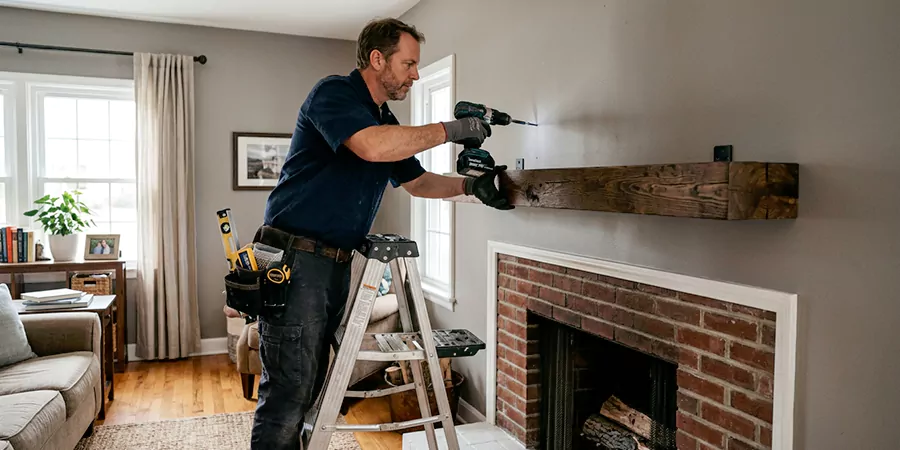 Floating Shelf Mantel Installation Kyle