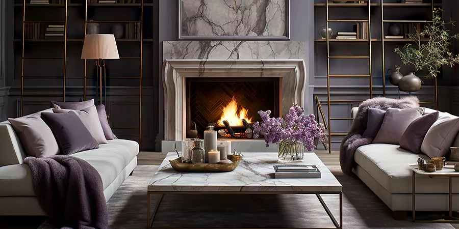Modern Tile and Stone Fireplace Design Kyle